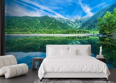 夏の上高地　穂高連峰と梓川【長野県・松本市】 Hotaka mountain range reflected on the surface of the Azusa River - Kamikōchi, Nagano, Japan Wall mural